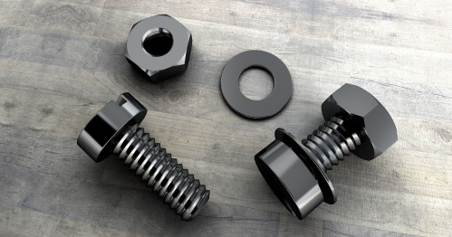 steel bolt and washer close-up